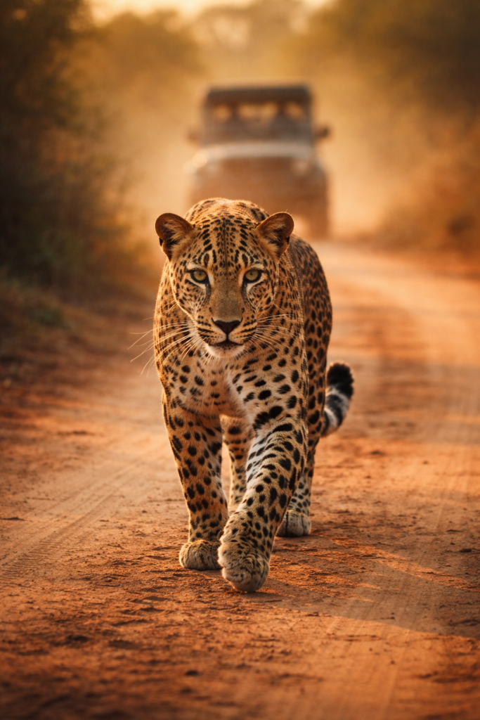 Leopard in Yala National Park during an early morning safari in Sri Lanka