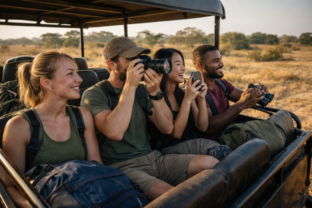 Shared jeep wildlife safari in Sri Lanka with backpackers